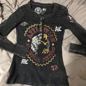 Affliction Long Sleeve top. American customs motor
